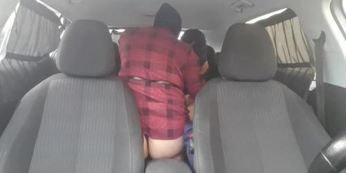 Step mother fucking step son after school on backseat of the car 