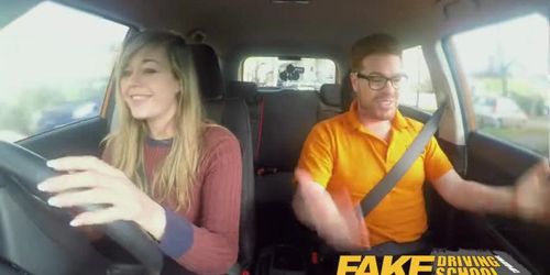 Fake Driving School 34F Tits Bouncing In Driving Lesson