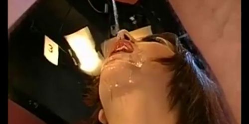 Real slut get pissed on and sucks guys cocks in gangbang