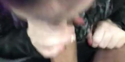 Stephanie sucking and swollowing in the bathroom