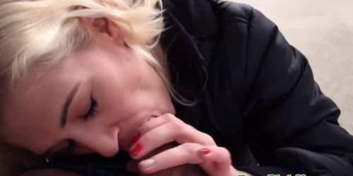 Real picked up euro giving blowjob