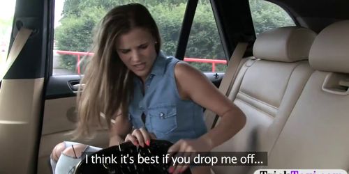 Amateur babe gets her pussy banged by driver in the cab
