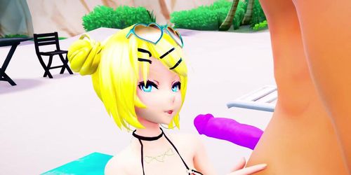 (MMD Sex) Rin - Slut Beach Party Part 1 (Submitted by ???93)