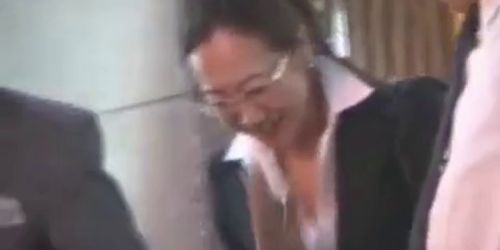 Business Woman Takes It In Elevator - video 1