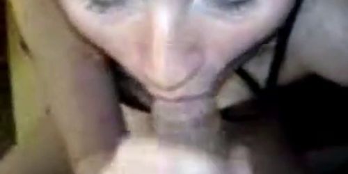 Amateur slut sucks cock on cam