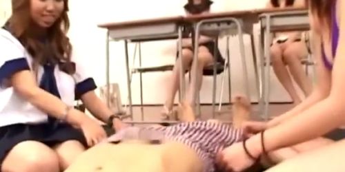 Asian teens classroom blowjob fun