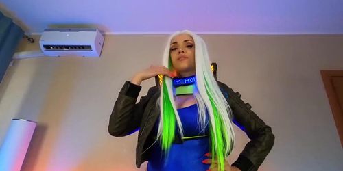 Cyber bitch fucked with glowing dildo creampie cosplay Cyberpunk 2077