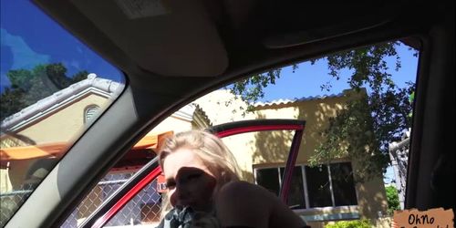 A nice stranger pulls over to fuck a sexy hitchhiker Staci