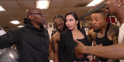 CUM BLOW BANG - Fingered Babe Sucks Group Black Shlongs