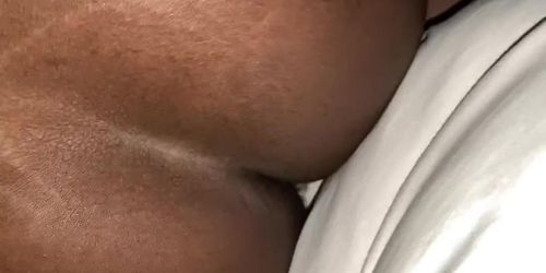 chocolate pussy gets fucked on BALCONY with strap on 