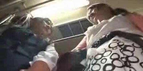 two blondes blow on bus