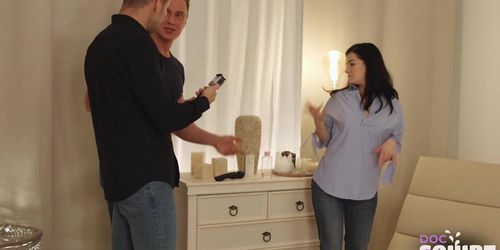 DocSquirt: Juicy brunette fucked by two guys