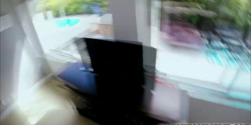 Britney Light gets fuck in standing doggy style by dudes cock