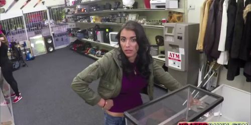 Hot Latina Babe Jessi gets fuck in a pawnshops office