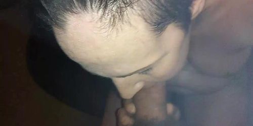 Smoking blowjob from my wife pov