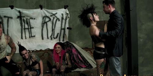 Punk whore rides dick