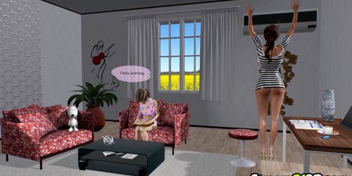 Naughty 3d futa fucking in threesome