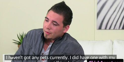 Casting agent doggystyled after blowjob