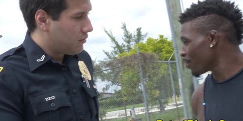 Femdom cops fuck black dude in back of truck