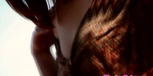 BABES NETWORK - Solo babe outdoors rubbing her wet pussy