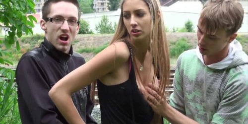 PUBLICBANGING - Kitty Jane teen with big tits public group orgy