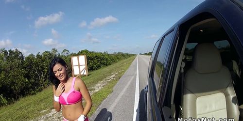 Dude picked up teen flashes titties (Nadia Capri)