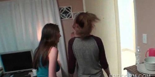 Dorm room coeds stripping at sex party