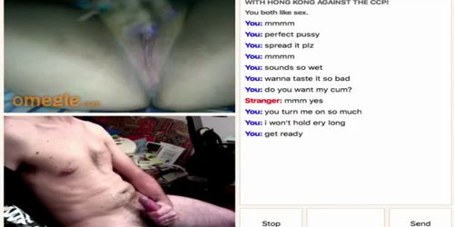 Perfect Omegle wet pussy girl makes me cum - with sound