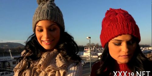 Two euro sluts share one meaty cock - video 12