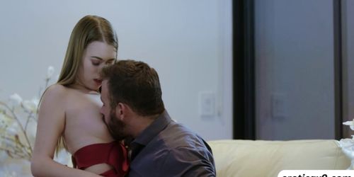 Brunette slut Jill Kassidy gets drilled in the couch