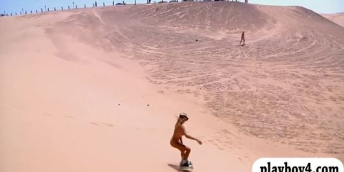 Curvy badass babes loves sand boarding