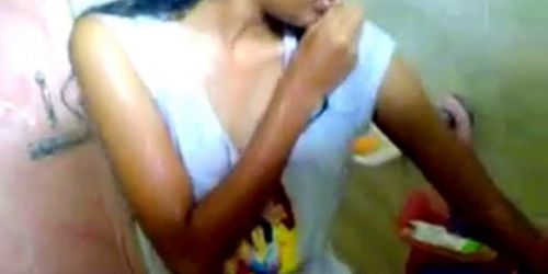 indian teen in shower with her bf - video 1