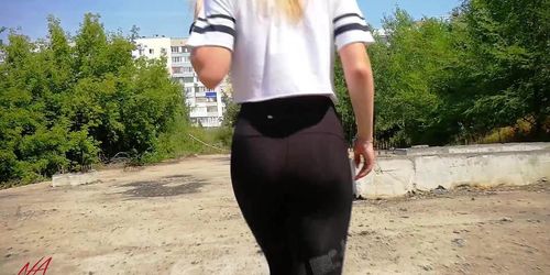 AnnyS in Tight leggins walk