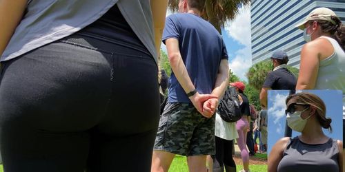 Candid 4k - Blonde PAWG in Black Spandex (VPL)