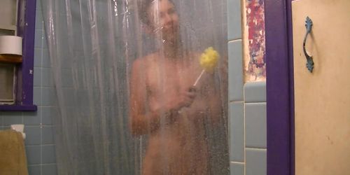 shower sponge brush with pissing