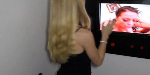 GLORY HOLE GIRLZ - Pretty Petite Blondie Sucks Glory Hole Cock!