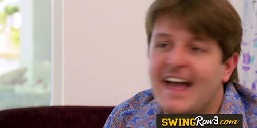 Bikini party with swingers ends fucking each other at the red room really hard
