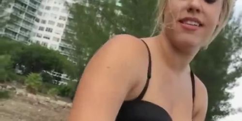 Pretty Blonde College Ex Gf Sucking Dick Outdoors