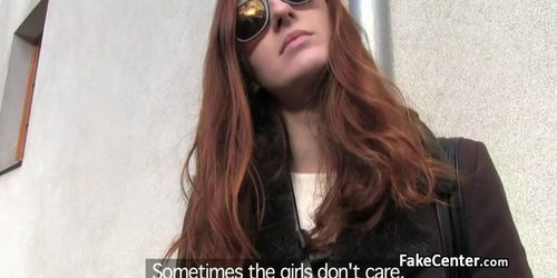 Redhead gal got facial outdoor