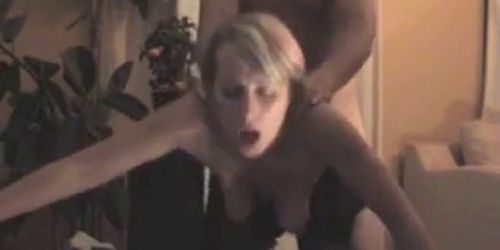 half-dressed blonde amateur being fucked from behind