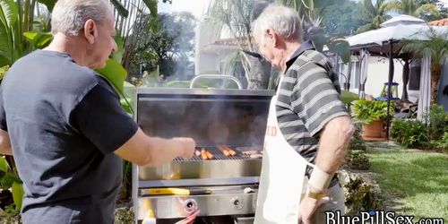 Old guys perving on young teen