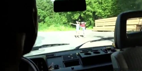 Russian hitchhikers family