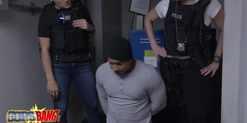 Busty cops loves riding black dick