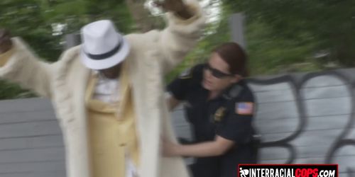 Innocent black pimp gets taken to satisfy the officers cunt