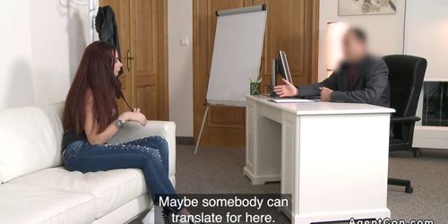 Euro redhead amateur bangs at casting