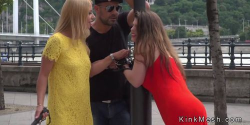 Busty brunette whipped in public walk (Lena , Lucia Love)