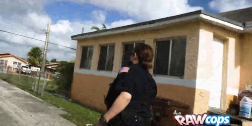 Criminal is contrived into making his cock hard for milf cops