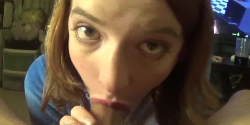 CUM DRAINING BLOWJOB, LIPSTICK kisses, and ANAL training in my eeyore onesie on THEMAGICSEXCOUCH! (Close Up Blowjob)