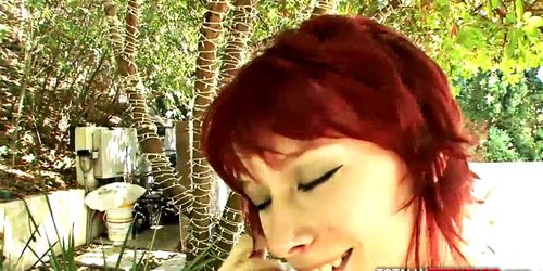 Naughty short haired redhead fucked