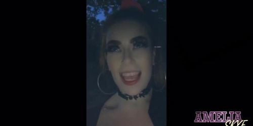 Teen cheats in public then gets big creampie from boyfriend 